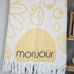 Yellow and White Bath Towel